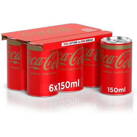 Coca-Cola Coca Cola mini Senza Caffeina dosen kohlensäurehaltiges Getränk 150ml Koks Ohne Koffein Softdrink kaffeinfrei 48x Original italienisch