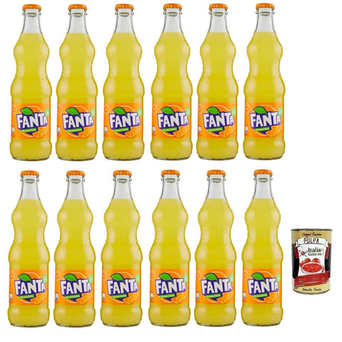 CocaCola Fanta Aranciata Erfrischendes Getränk Kohlensäurehaltiges Getränk mit Orangensaft Einweg Glasflasche 12x 33cl italienisch Original