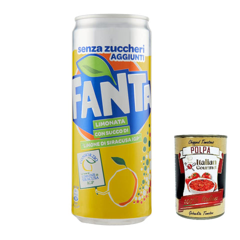 CocaCola Fanta Lemon zero IGP sleek soft drink Zitrone Null Zuckerzusatz 330 ml 330 ml 24x italienisch Original Pastasauce + kostenlos polpa 400 g