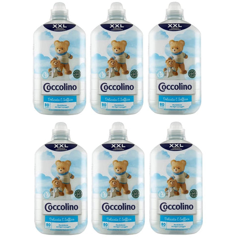 Coccolino Flüssiger Weichspüler 6x Coccolino Ammorbidente Concentrato Delicato e Soffice Convenience-Format XXL Konzentrierter Weichspüler Zart und Weich 80 Wäschen 2 Lt italienisch Original 8720181146091