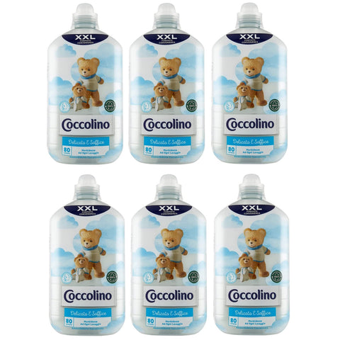 6x Coccolino Ammorbidente Concentrato Delicato e Soffice Convenience-Format XXL Konzentrierter Weichspüler Zart und Weich 80 Wäschen 2 Lt italienisch Original