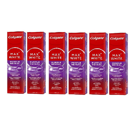 Colgate Zahncremes 6x Colgate Max White Purple Reveal Zahnaufhellende Zahnpasta mit Minzgeschmack, 75 ml
