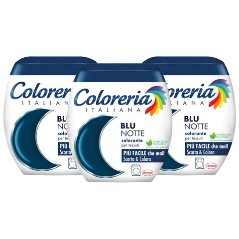 Coloreria Italiana Grey Farbstoff für Stoffe und Kleidung in der Waschmaschine, Farbe Nachtblau 1x350g Original italienisch Textilfarben