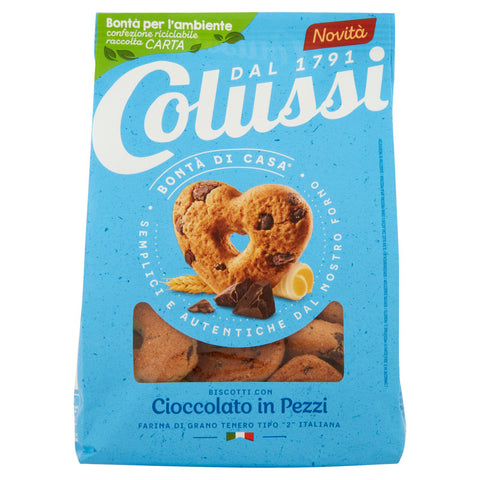 Colussi Biscotti Frollino con Cioccolato in Pezzi Butterkekse mit Schokoladenstückchen Kekse 300 g italienisch Original