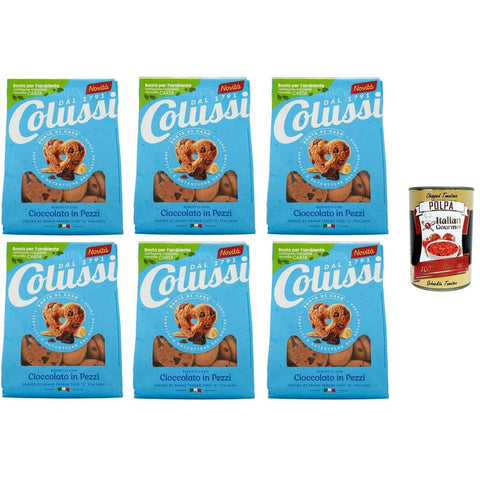 Colussi Kekse Colussi Biscotti Frollino con Cioccolato in Pezzi Butterkekse mit Schokoladenstückchen Kekse Biscuits 6x500g Original italienisch inkl. Italian Gourmet Polpa 400g 8032804040014