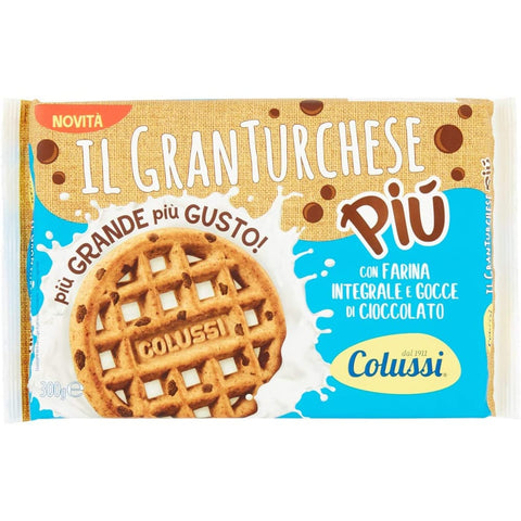 Colussi Kekse Colussi Granturchese Più Biscotti Con Farina Integrale e Gocce di Cioccolato mit Vollkornmehl und Schokoladenstückchen Kekse Kleingebäck 300 g 3x italienisch 8002590065973