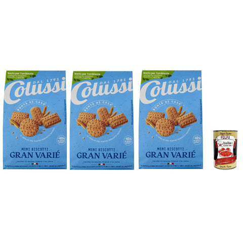 Colussi Gran varie' Mini biscotti Oswego Petit Frühstück Miniaturkekse butter kekse 3x650 g italienisch Original + kostenlos polpa 400 g