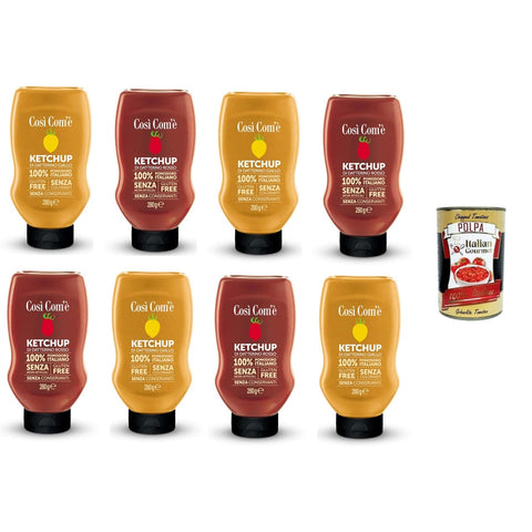 Cosi Com'è Ketchup Cosi Com'è Testpaket Ketchup di Datterino Rosso & Giallo al Naturale Natural Red and Yellow Datterino Ketchup 4x200 gr 4x190 gr italienisch Original 8032804040014