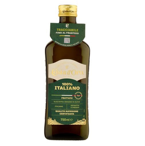 Costa D'oro Oliven MHD 3/10/2026 Costa D'oro 100% Italiano Fruttato Olio Extra Vergine di Oliva Natives Olivenöl Extra 750ml Speiseöl nur mit italienischen Olive Original italienisch 8007270000152