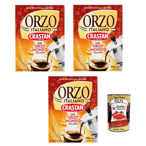 Crastan Orzo moka, Geröstete und gemahlene Gerste für Mokka, Gerste Getreidekaffee Kaffee 3x 500 gr italienisch Original
