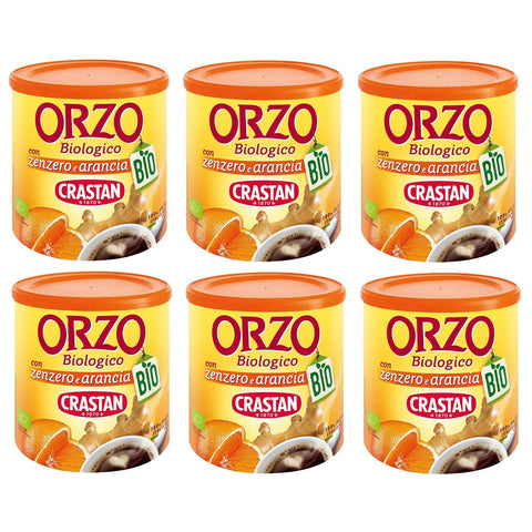 Crastan Orzo Biologico con Zenzero e Arancia Bio Gerste mit Ingwer und Orange 100% Italienische Gerste, Natürlich 6x120g Original italienisch Getränk
