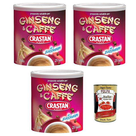 Crastan Ginseng e caffe' solubile, ungesüßt Instant Ginseng & Kaffee Drink aus Italien! 3x200g Original italienisch Getränk