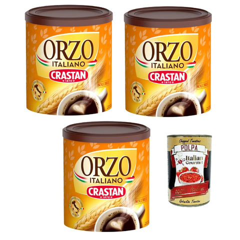 Crastan Orzo 100% Instant lösliche Gerste Getreidekaffee Kaffee 3x120 g italienisch Original Pastasauce + kostenlos polpa 400 g