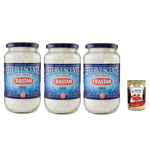 Crastan effervescente con succo Limone Erfrischendes Verdauungs-Auflösen mit Zitronengeschmack 3x250 g italienisch Original Pastasauce + kostenlos polpa 400 g