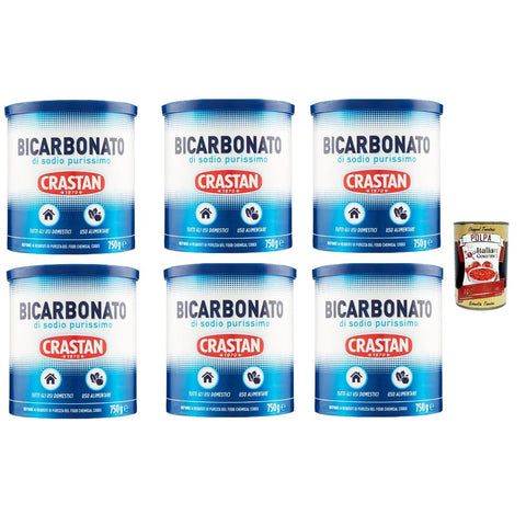 Crastan Natron Crastan Bicarbonato di sodio purissimo reines Natriumbicarbonat für den Heimgebrauch und für Lebensmittel 6x 750g Original italienisch inkl. Italian Gourmet Polpa 400g 8007100094009