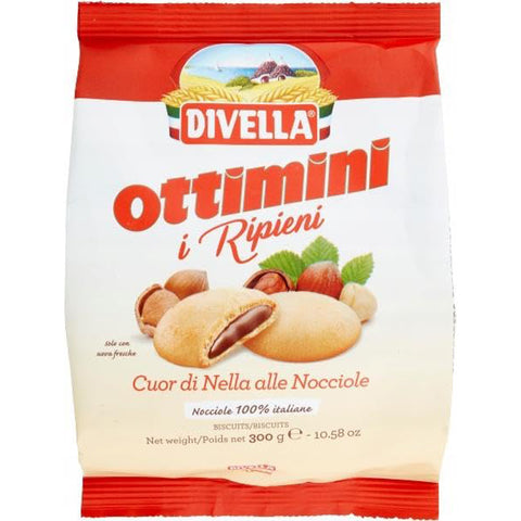 Crema Divella i Ripieni Cuor di Nocciola Biscotti Ripieni con alla Nocciola Kekse gefüllt mit Haselnusscreme 12x300g Original italienisch