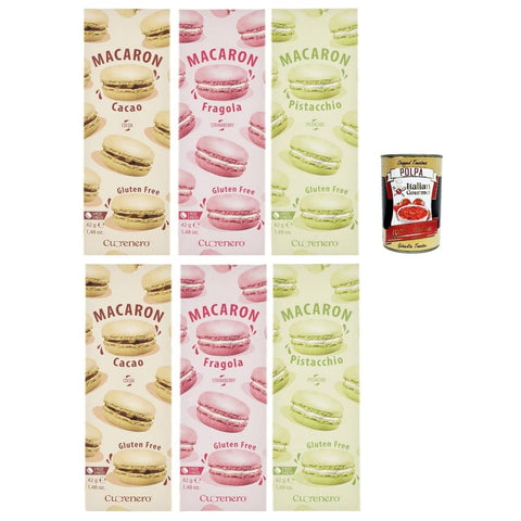Cuorenero Snack Kuchen & Backwaren Cuorenero Macaron Testpaket, gluten frei, gluten free, Kosher, Macaron Schokoalde 6x 42g Original italienisch inkl. Italian Gourmet Polpa 400g 8032804040014