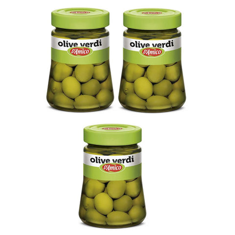 D'amico Olive Verdi in Salamoia Grüne Oliven in Salzlake 300 g 3x italienisch Original Gemüsegericht