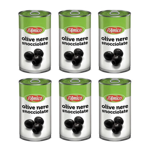 D'amico Olive Nere Snocciolate Entkernte Schwarze Oliven 350 g Dose Glutenfrei Gemüsegerichte italienisch Original
