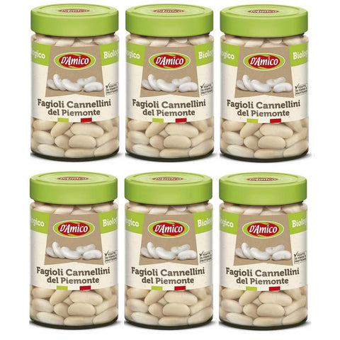 D'amico Gemüsegerichte D'amico Fagioli Cannellini del Piemonte Bio Bio-Cannellini-Bohnen aus dem Piemont Gekochte Bohnen erkunft Italien 310g 6x Original italienisch 8005695013153
