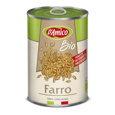 D'AMICO Gemüsegerichte D'AMICO Farro Bio-Dinkel Natürlich Gekocht Italienischer Herkunft nur 3 Zutaten Wasser, Dinkel und Salz Ballaststoff- und Proteinquelle 400g Dose 24x Original italienisch 8005695013054