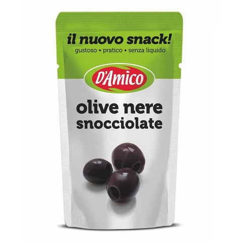 D'amico Gemüsegerichte D'amico Il Nuovo Snack Olive Nere Snocciolate Entsteinte Schwarze Oliven Ohne Flüssigkeit 75g Original italienisch 8005695005707