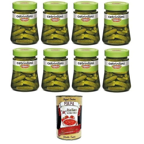 D'amico Gurken D'amico Cetriolini aromattizzati all'aceto di vino Gurken in Weinessig 8x300g Original italienisch inkl. Italian Gourmet Polpa 400g 8005695007015