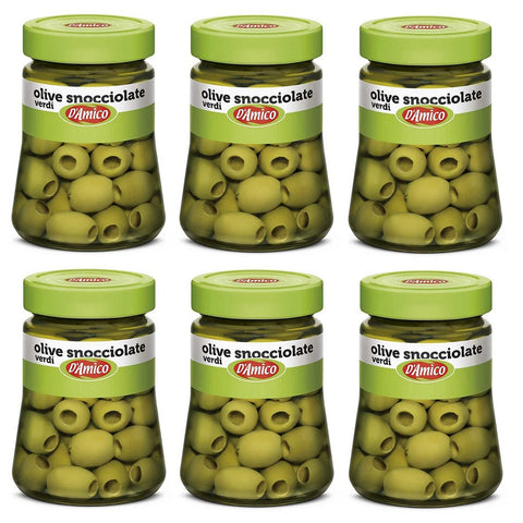 D'amico Olive Verdi Snocciolate in Salamoia Entkernte Grüne Oliven in Salzlake 6x 290g italienisch Original