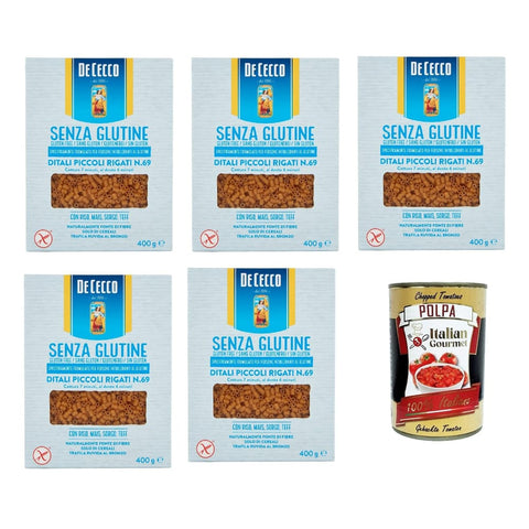 De Cecco Internationale Nudeln De Cecco Ditali Piccoli Rigati senza Glutine No. 23 Glutenfrei 100% Italienisch Pasta Nudeln gluten free 5x400 G italienisch Original + kostenlos polpa 400 g 8001250014160