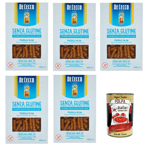 De Cecco Fusillii senza Glutine No.34 Glutenfrei 100% Pasta Nudeln gluten free 5x 400G italienisch Original