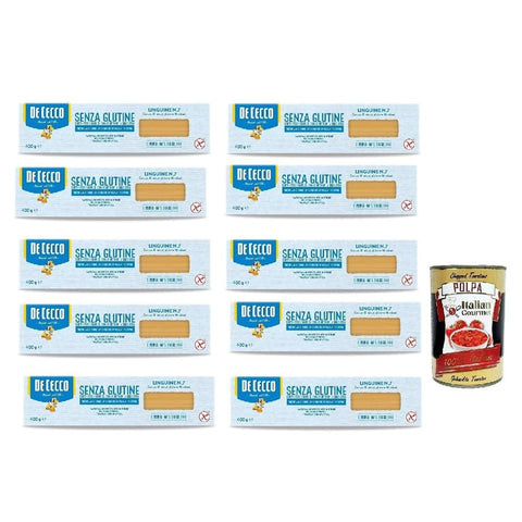 De Cecco Internationale Nudeln De Cecco Linguine senza Glutine No.7, Glutenfrei,100% Italienisch Pasta Nudeln gluten free 10x 400G Original italienisch inkl. Italian Gourmet Polpa 400g 8001250014092