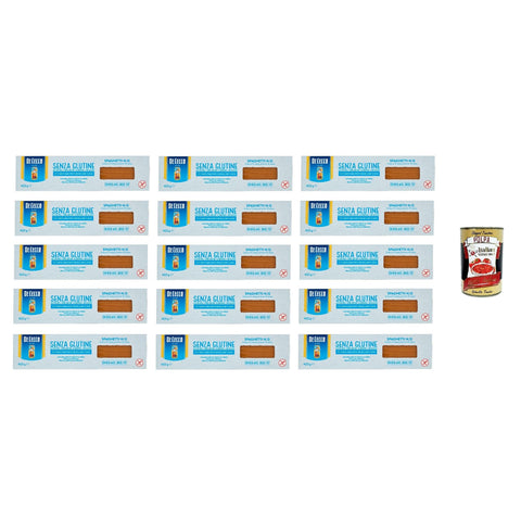 De Cecco Spaghetti senza Glutine No.12 Glutenfrei 100% Italienisch Pasta Nudeln gluten free 15x400 G italienisch Original + kostenlos polpa 400 g