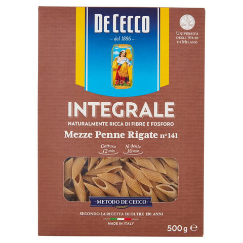 De Cecco Pasta Mezze penne rigate integrali Vollkorn Nudeln 10x 500g Original italienisch