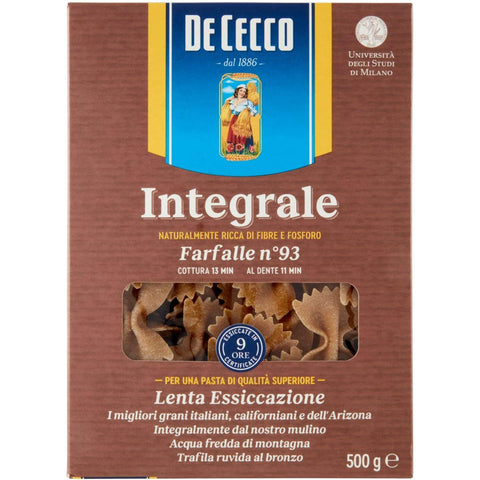 De Cecco Pasta De Cecco Farfalle integrali n. 93 Vollkor Nudeln 10x 500 g italienisch Original