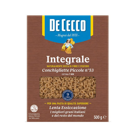De Cecco Conchigliette Piccole n°53 Integrali Vollkornnudeln Vollkorn Pasta 500g Packung 12x Original italienisch