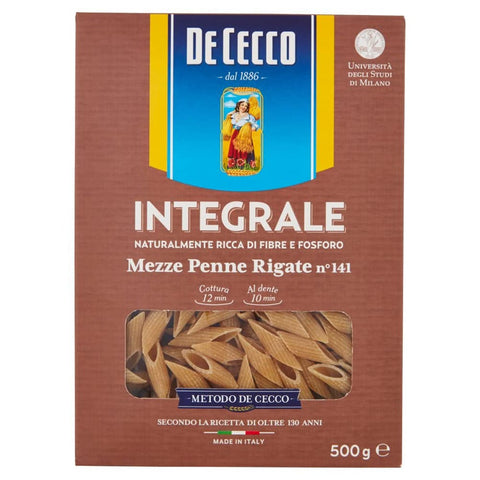 De Cecco Kurze Pasta De Cecco Pasta Mezze penne rigate integrali Vollkorn Nudeln 10x 500g Original italienisch 8001250005960