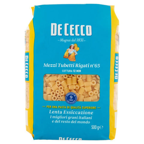De Cecco Pasta 100% Italienisch Mezzi Tubetti Rigati N°65 Nudeln 500 g Nudeln & Pasta Original