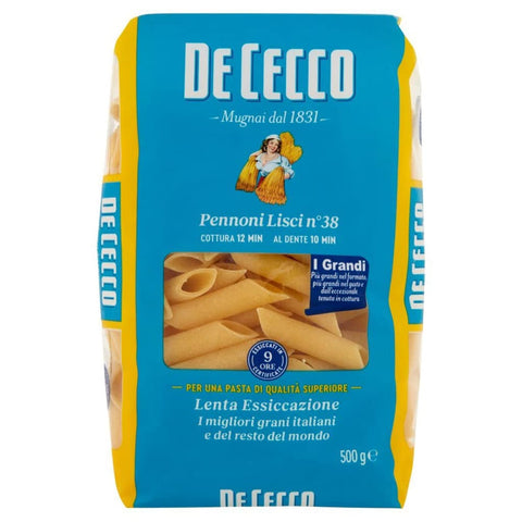 De Cecco Nudeln & Pasta De Cecco Pasta 100% Italienisch Pennoni Lisci N°38 Nudeln 500g 10x Original italienisch inkl. Italian Gourmet Polpa 400g 8001250120380