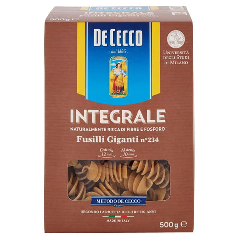 De Cecco Nudeln & Pasta De Cecco Pasta Fusilli giganti integrali n. 234 Vollkor italienisch Nudeln 500 g 10x Original italienisch inkl. Italian Gourmet Polpa 400g 8001250006202