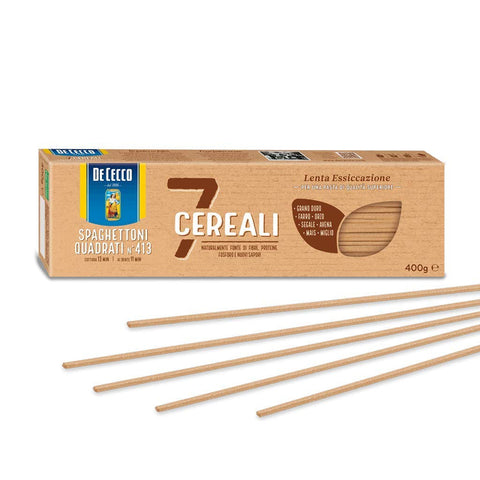 De Cecco 7 Cereali Spaghettoni Quadrati n° 413 Pasta mit 7 Müsli 100% Italienische 10x400g Original italienisch