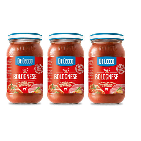 De Cecco Ragù alla Bolognese con Vitellone Bianco dell’Appenino Centrale IGP Sauce mit weißem Rindfleisch aus dem 3x190g Original italienisch