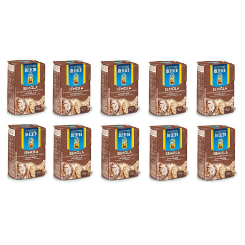 De Cecco Semola di Grano Duro Integrale Vollkorn Hartweizengrieß ideal für Pasta und Brot 10x1kg Original italienisch