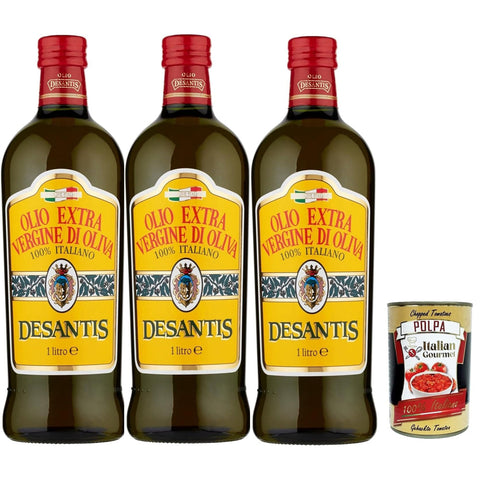 De Santis Olio Extra vergine di oliva 100% Italiano, 100% italienisches Natives Olivenöl extra, 3x 1 lt italienisch Original