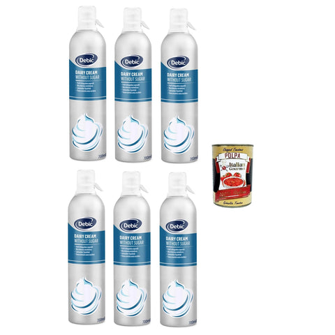 Debic Panna Spray Non Zuccherata Ungesüßte Sprühcreme 6x700 ml Crème Fraîche, Sauerrahm & Sahne italienisch Original