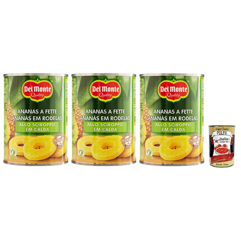 Del Monte Ananas a Fette allo Sciroppo Geschnittene Ananas in Sirup Obst in Sirup Dose 3x 570g italienisch Original