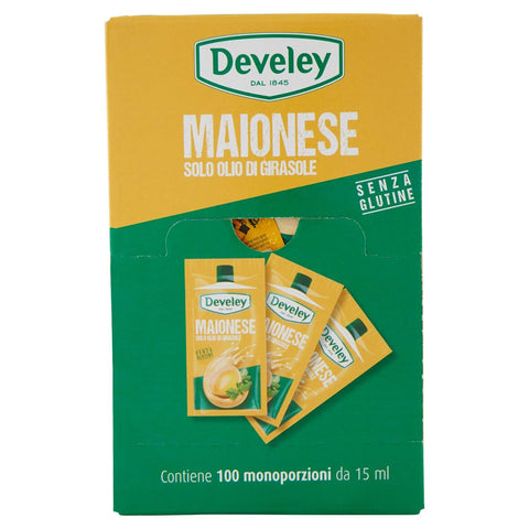 Develey EINZELDOSIS MAYONNAISE PACKUNG MIT 100 BEUTELN MIT DEVELEY 15 ML italienisch Original