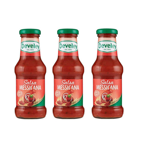 Develey Salsa Messicana Glutenfrei Mexikanische Soße würzsauce Tafelsauce Ideal zu Nachos Glasflasche 250 ml 3x italienisch Original