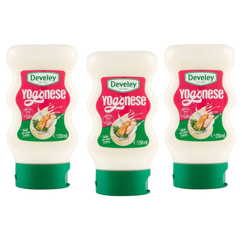 Develey Yogonese Würzsaucen Kombination aus Joghurt Zitronensaft und einer Prise weißem Pfeffer 250-ml-Squeeze-Top-Down-Format 3x italienisch Original