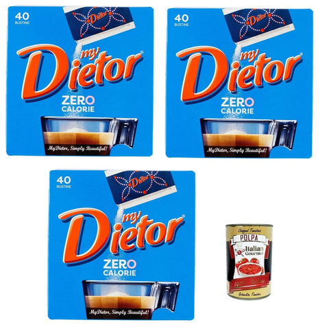 Dietor Snack Kuchen & Backwaren Dietor my Dietor Zero Calorie, Natürlicher Süßstoff 0 kcal, Glutenfrei, gluten free, Ohne Aspartam, 3x 40 Beutel italienisch Original 8032804040014