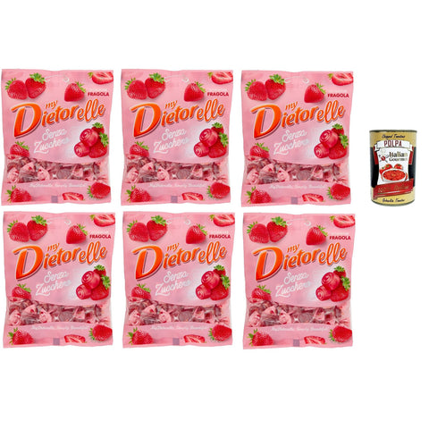 Dietor My Dietorelle Caramelle Gommose al Gusto di Fragola, Gummibonbonbons mit dem Erdbeergeschmack 6x70g Original italienisch Gebäck
